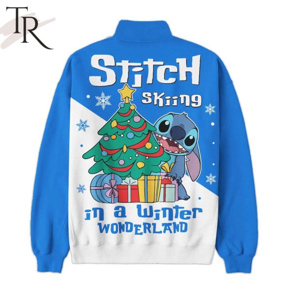 Stitch Skiing In A Winter Wonderland Half Zip Sweatshirt