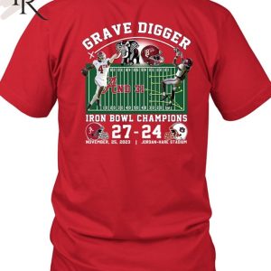 Lank Grave Digger Iron Bowl Champions Alabama Crimson Tide 27 – 24 November 25, 2023 Jordan-Hare Stadium T-Shirt