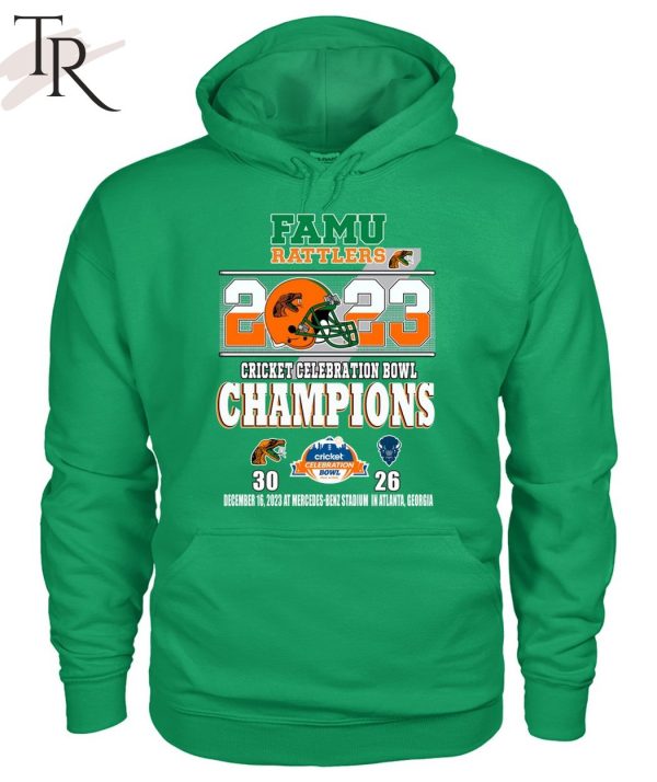 Famu Rattlers 2023 Cricket Celebration Bowl Champions Florida A&M 30 – 26 Howard Bison December 16, 2023 AT Mercedes-Benz Stadium In Atlanta, Georgia T-Shirt