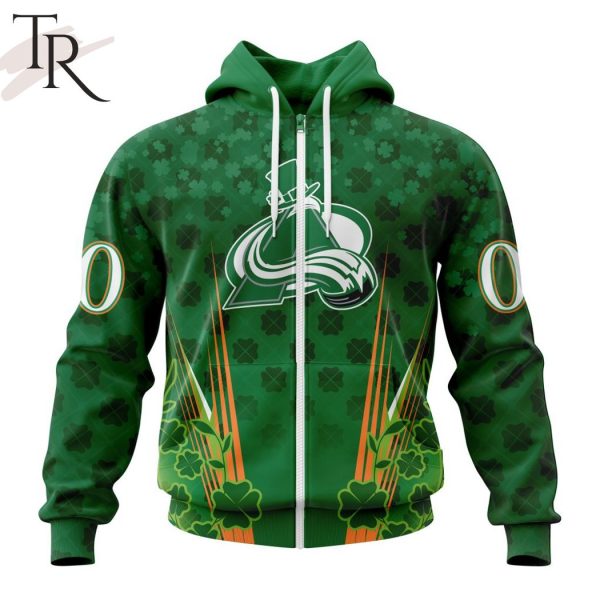 Personalized NHL Colorado Avalanche Full Green Design For St. Patrick’s Day Hoodie