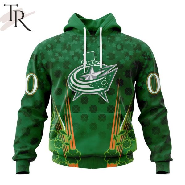 Personalized NHL Columbus Blue Jackets Full Green Design For St. Patrick’s Day Hoodie