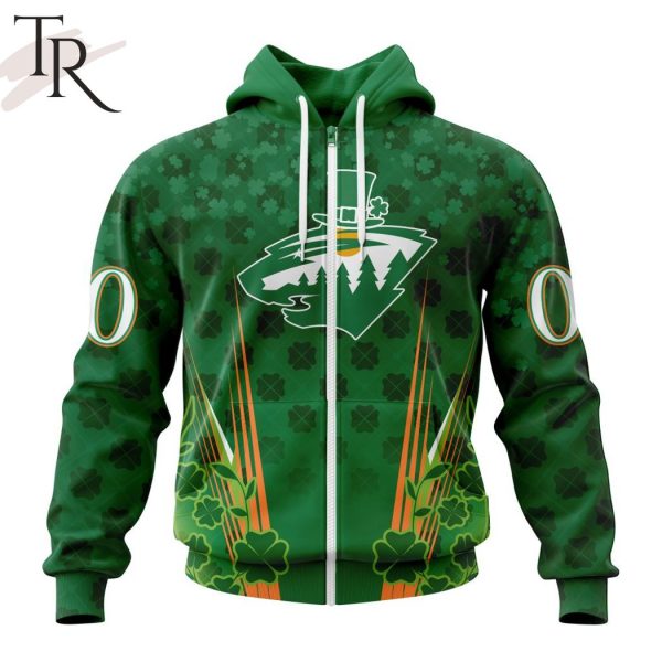 Personalized NHL Minnesota Wild Full Green Design For St. Patrick’s Day Hoodie