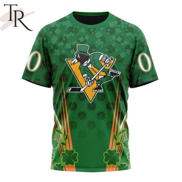 Personalized NHL Pittsburgh Penguins Full Green Design For St. Patrick’s Day Hoodie