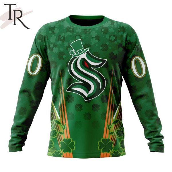 Personalized NHL Seattle Kraken Full Green Design For St. Patrick’s Day Hoodie