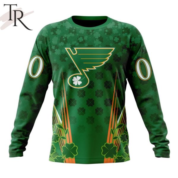 Personalized NHL St. Louis Blues Full Green Design For St. Patrick’s Day Hoodie