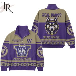 Washington Huskies Purple Reign Real Dawgs Wear Purple Half Zip Sweatshirt