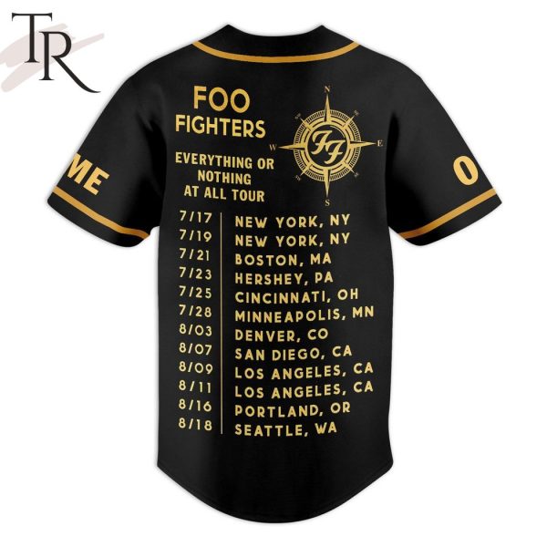 Personalized Foo Fighters Everything Or Nothing At All Tour Baseball Jersey
