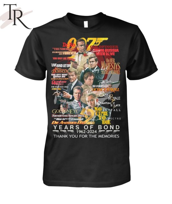 007 Years Of Bond 1962 – 2024 Thank You For The Memories T-Shirt