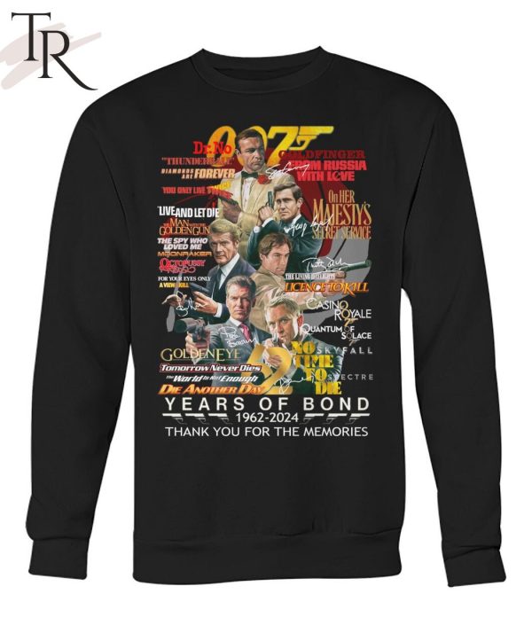 007 Years Of Bond 1962 – 2024 Thank You For The Memories T-Shirt