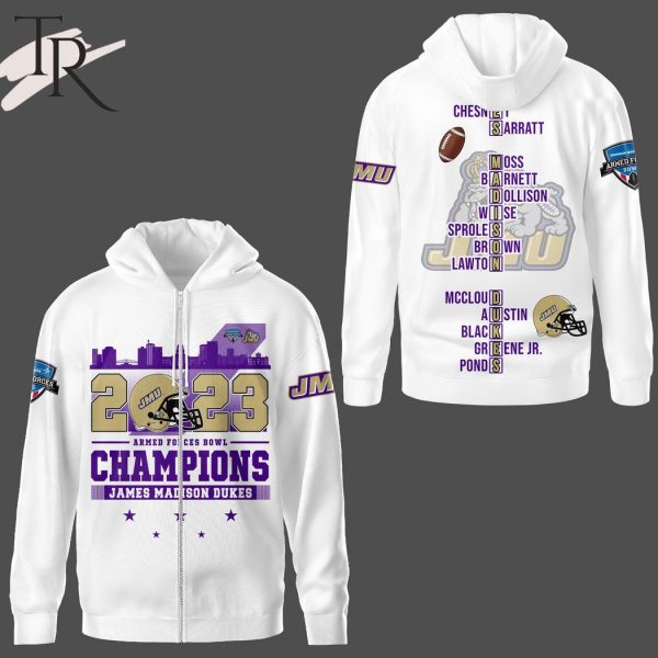 2023 Armed Forces Bowl Champions James Madison Dukes 3D Shirt – White