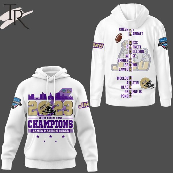 2023 Armed Forces Bowl Champions James Madison Dukes 3D Shirt – White