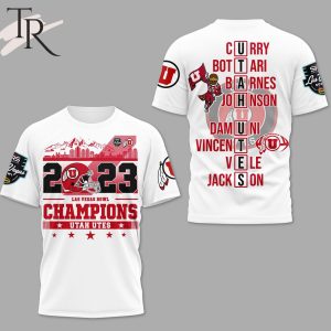 2023 Las Vegas Bowl Champions Utah Utes 3D Shirt – White