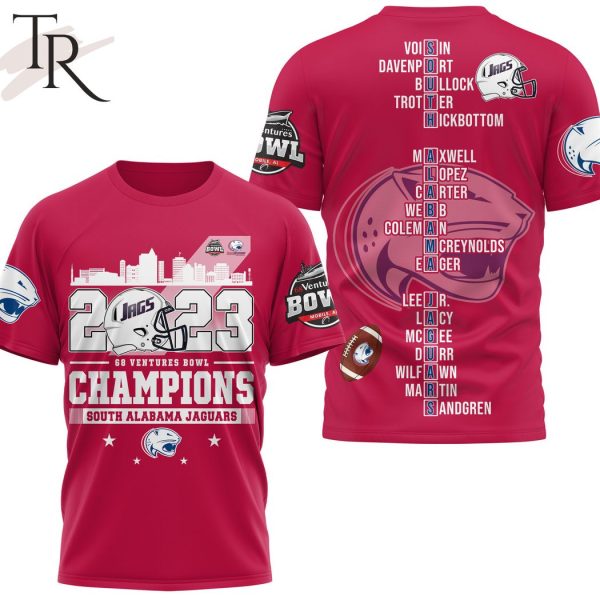 2023 Go Ventures Bowl Champions South Alabama Jaguars 3D Shirt – Red