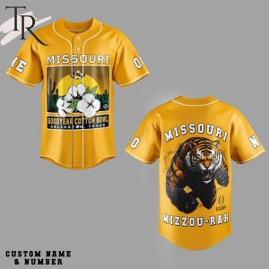 Personalized Missouri Tigers Goodyear Cotton Bowl Arlington, Texas Baseball Jersey – Yellow