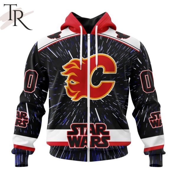 NHL Calgary Flames X Star Wars Meteor Shower Design Hoodie