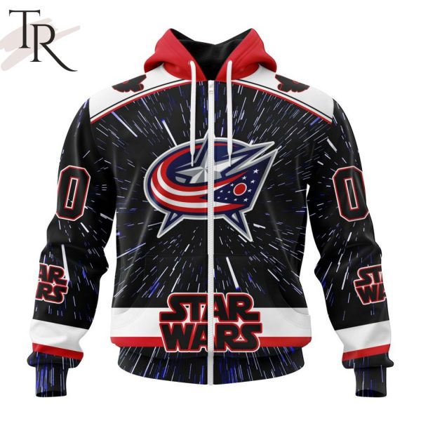 NHL Columbus Blue Jackets X Star Wars Meteor Shower Design Hoodie