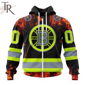 Personalized NHL Boston Bruins Special Design Honoring Firefighters Hoodie
