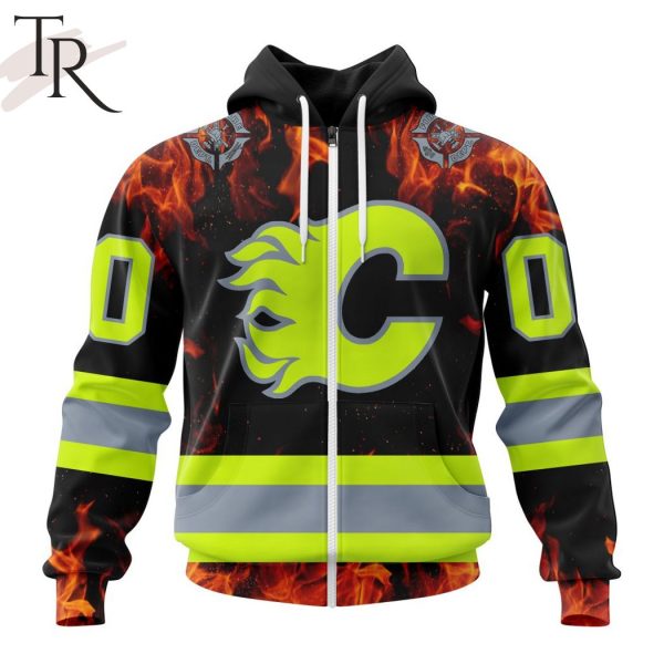 Personalized NHL Calgary Flames Special Design Honoring Firefighters Hoodie