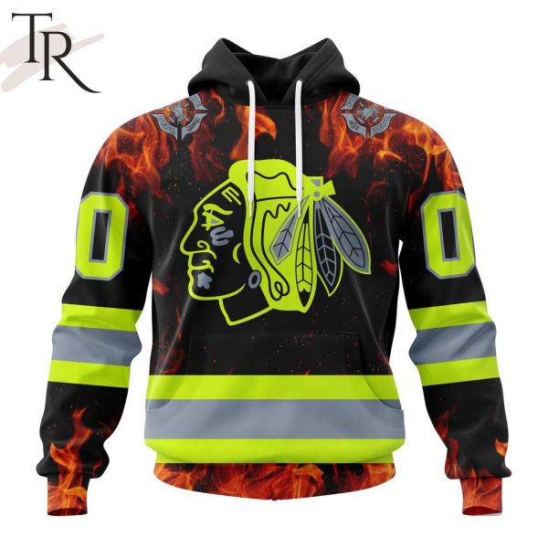 Personalized NHL Chicago Blackhawks Special Design Honoring Firefighters Hoodie