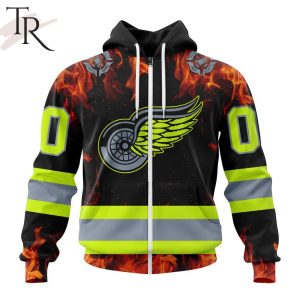 Personalized NHL Detroit Red Wings Special Design Honoring Firefighters Hoodie