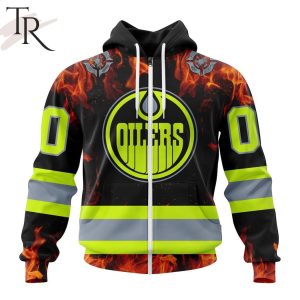 Personalized NHL Edmonton Oilers Special Design Honoring Firefighters Hoodie