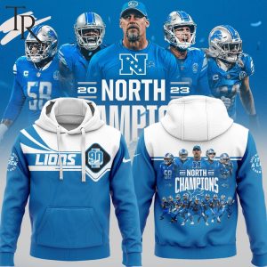 Detroit Lions 90th Champs NFC North Blue Hoodie, Longpants, Cap