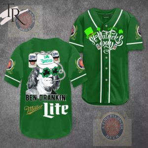 Miller Lite St Patrick’s Day Ben Drankin’ Baseball Jersey