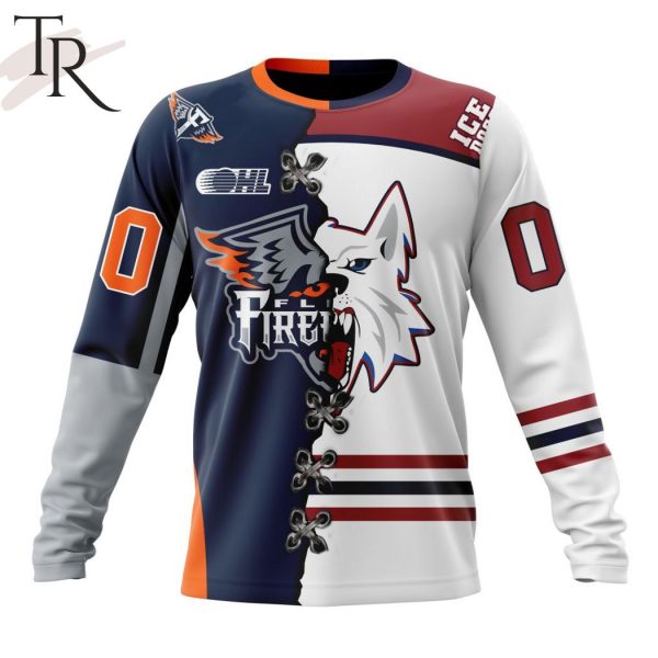 NAHL Fairbanks Ice Dogs Mix OHL Flint Firebirds Personalized Kits Hoodie