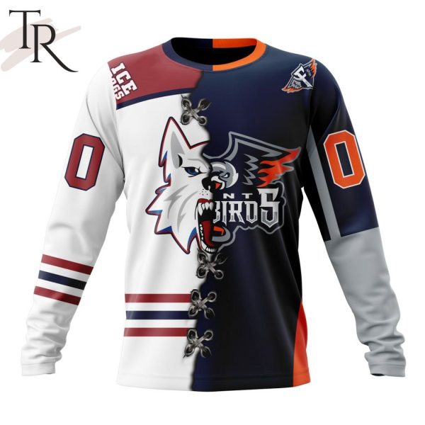 OHL Flint Firebirds Mix NAHL Fairbanks Ice Dogs Personalized Kits Hoodie