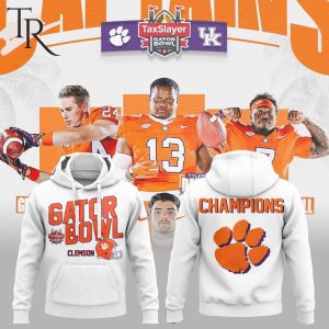 TaxSlayer Gator Bowl Champions Clemson Tigers Football Hoodie – White