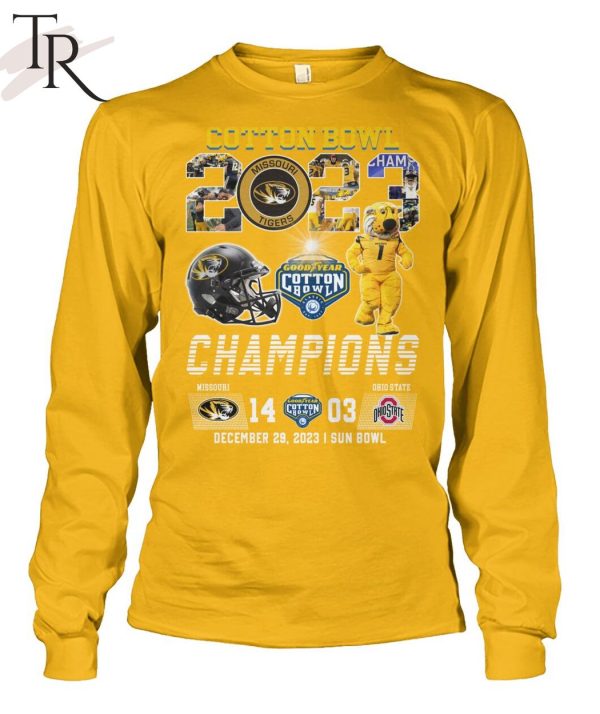 Goodyear Cotton Bowl 2023 Champions Missouri Tigers 14 – 03 Ohio State December 29, 2023 Sun Bowl T-Shirt