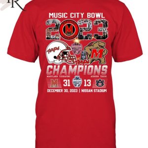 Music City Bowl 2023 Champions Maryland Terrapins 31 – 13 Auburn Tigers December 30, 2023 Nissan Stadium T-Shirt