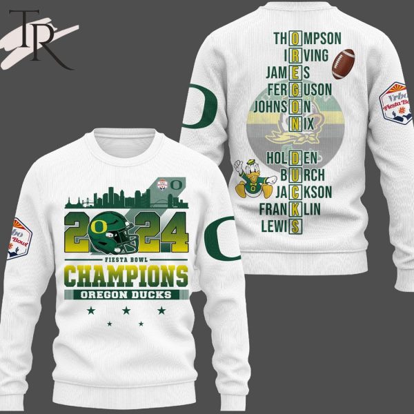 2024 Fiesta Bowl Champions Oregon Ducks 3D Shirt, Hoodie – White