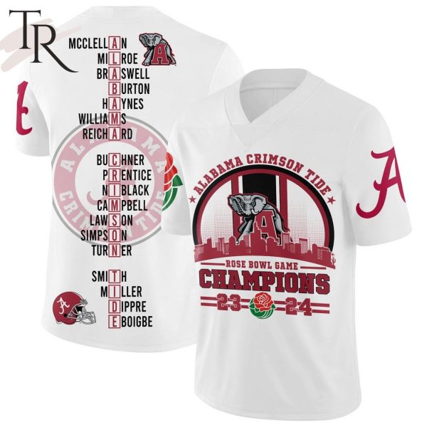 Alabama Crimson Tide Rose Bowl Champions 23 24 Football Jersey – White