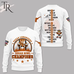 Texas Longhorns Sugar Bowl Champions Mascot And City Design 3D Shirt, Hoodie – White