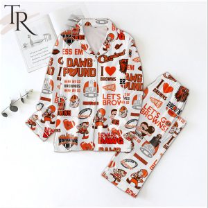 Cleveland Browns Here We Go Brownines Dawg Pound Pajamas Set