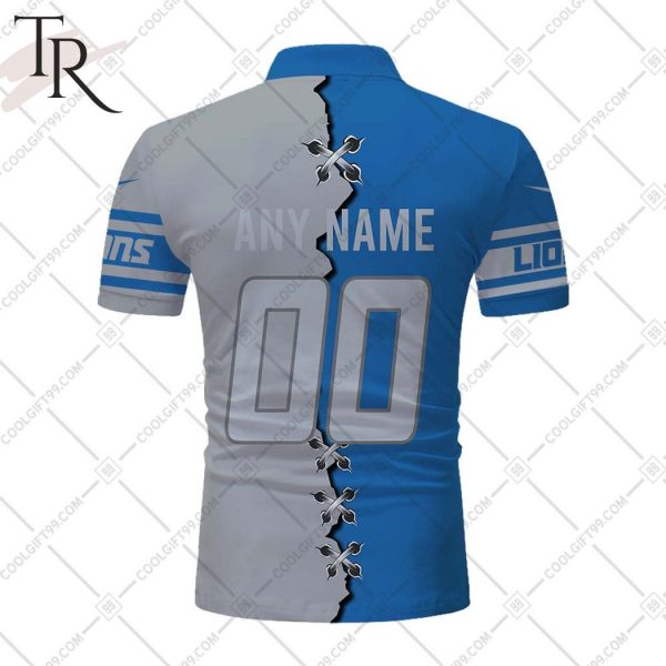 Personalized NFL Detroit Lions Mix Jersey Style Polo Shirt