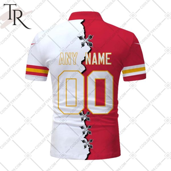 Personalized NFL Kansas City Chiefs Mix Jersey Style Polo Shirt