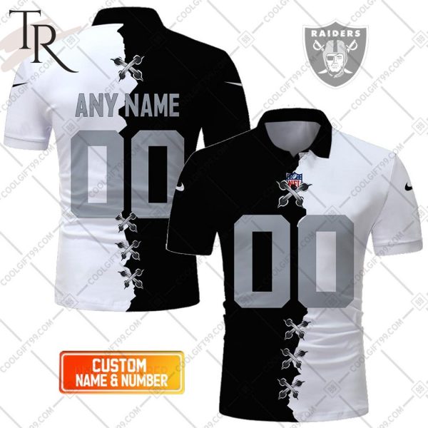 Personalized NFL Las Vegas Raiders Mix Jersey Style Polo Shirt