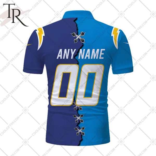 Personalized NFL Los Angeles Chargers Mix Jersey Style Polo Shirt