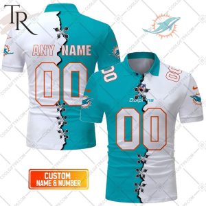 Personalized NFL Miami Dolphins Mix Jersey Style Polo Shirt