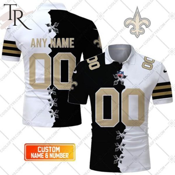 Personalized NFL New Orleans Mix Jersey Style Polo Shirt