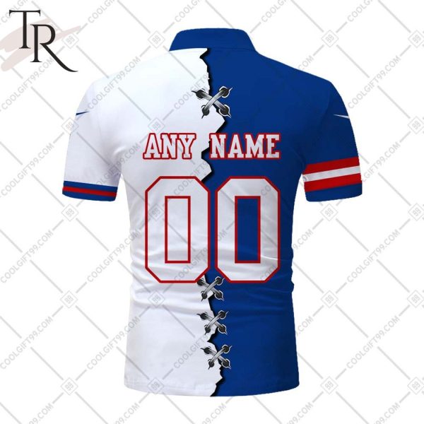 Personalized NFL New York Giants Mix Jersey Style Polo Shirt