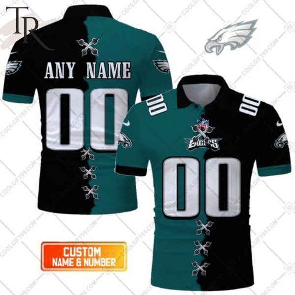 Personalized NFL Philadelphia Eagles Mix Jersey Style Polo Shirt