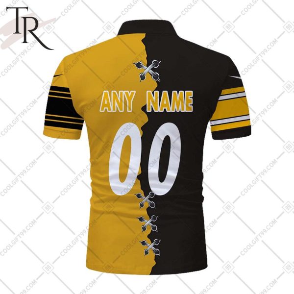 Personalized NFL Pittsburgh Steelers Mix Jersey Style Polo Shirt