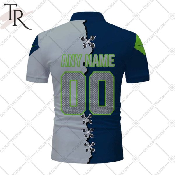 Personalized NFL Seattle Seahawks Mix Jersey Style Polo Shirt