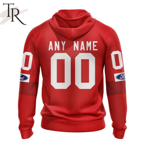 Swiss Ice Hockey Personalized Red Kits Hoodie