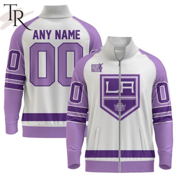 NHL Los Angeles Kings Special Hockey Fight Cancer Stand Collar Jacket