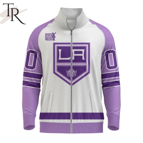 NHL Los Angeles Kings Special Hockey Fight Cancer Stand Collar Jacket