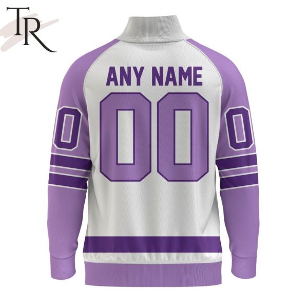NHL Los Angeles Kings Special Hockey Fight Cancer Stand Collar Jacket